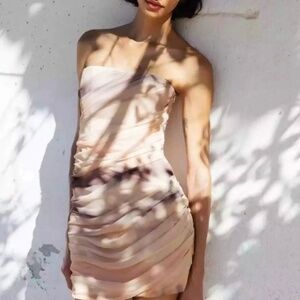 Zara Elegant Cream Strapless mini Dress XXL